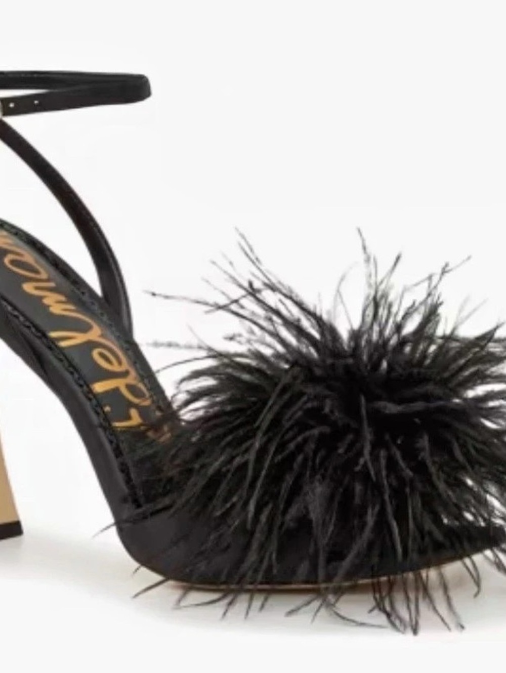 Sam Edelman Leon Feather Heel Black Ankle Strap Heels